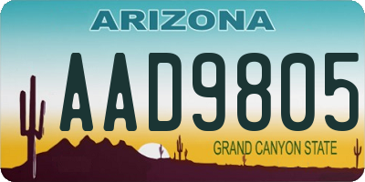 AZ license plate AAD9805