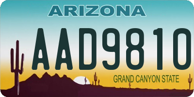 AZ license plate AAD9810