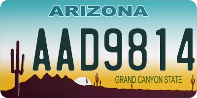 AZ license plate AAD9814