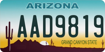 AZ license plate AAD9819