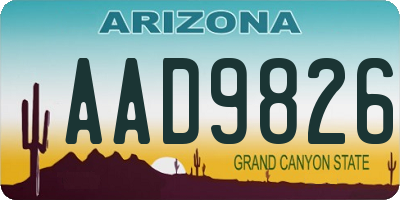 AZ license plate AAD9826