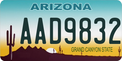 AZ license plate AAD9832