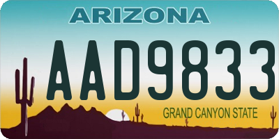 AZ license plate AAD9833
