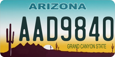 AZ license plate AAD9840