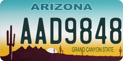 AZ license plate AAD9848