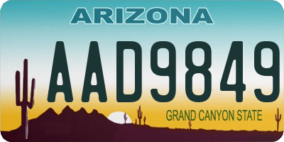 AZ license plate AAD9849