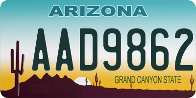 AZ license plate AAD9862