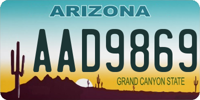 AZ license plate AAD9869