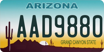 AZ license plate AAD9880