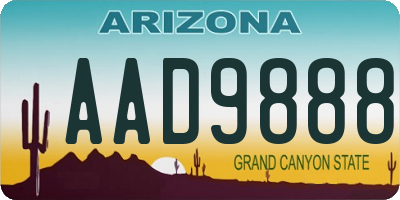 AZ license plate AAD9888