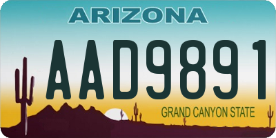 AZ license plate AAD9891