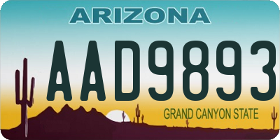 AZ license plate AAD9893