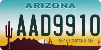 AZ license plate AAD9910