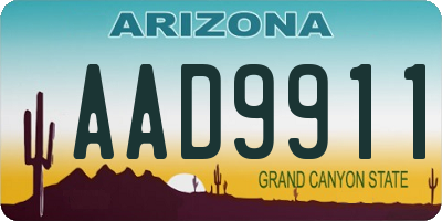 AZ license plate AAD9911