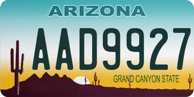 AZ license plate AAD9927