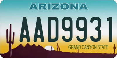 AZ license plate AAD9931