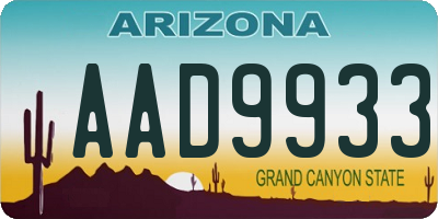 AZ license plate AAD9933
