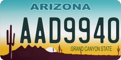 AZ license plate AAD9940