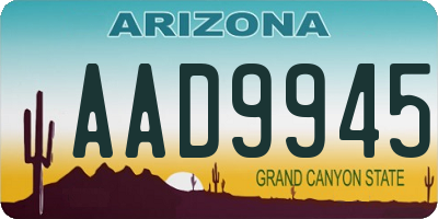 AZ license plate AAD9945