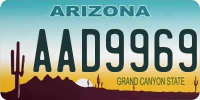 AZ license plate AAD9969