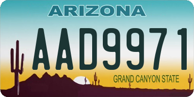 AZ license plate AAD9971