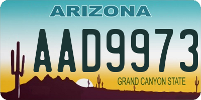 AZ license plate AAD9973