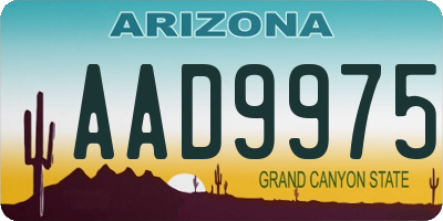 AZ license plate AAD9975