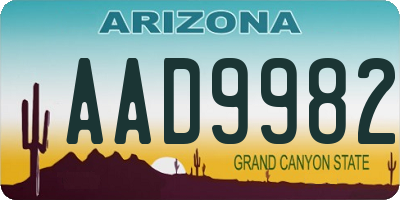 AZ license plate AAD9982
