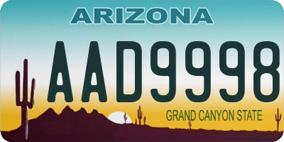 AZ license plate AAD9998