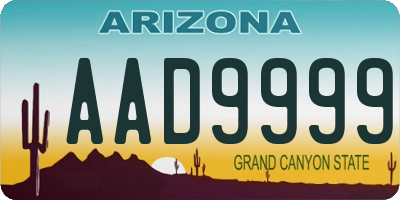 AZ license plate AAD9999