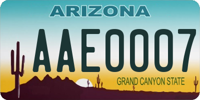 AZ license plate AAE0007