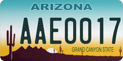 AZ license plate AAE0017