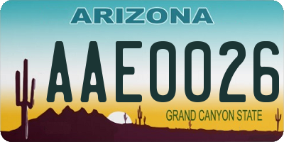AZ license plate AAE0026