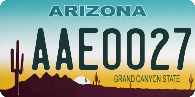AZ license plate AAE0027