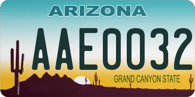 AZ license plate AAE0032