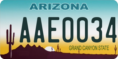 AZ license plate AAE0034