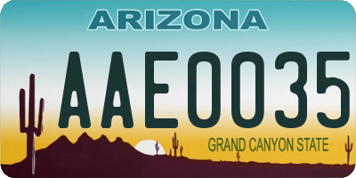 AZ license plate AAE0035