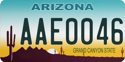 AZ license plate AAE0046