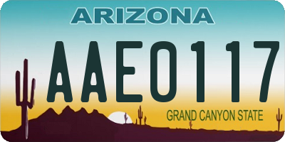 AZ license plate AAE0117