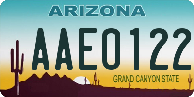 AZ license plate AAE0122