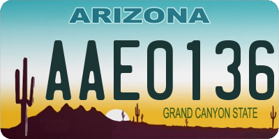 AZ license plate AAE0136