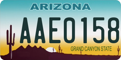 AZ license plate AAE0158