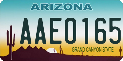 AZ license plate AAE0165