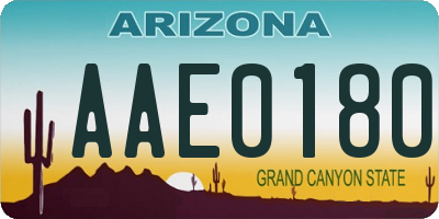 AZ license plate AAE0180