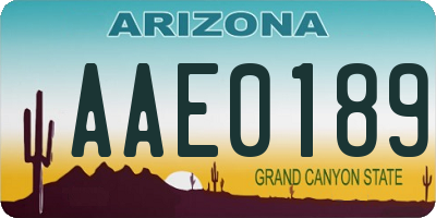 AZ license plate AAE0189