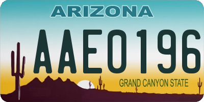 AZ license plate AAE0196