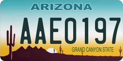 AZ license plate AAE0197