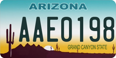 AZ license plate AAE0198
