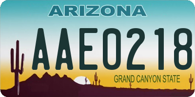 AZ license plate AAE0218