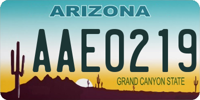 AZ license plate AAE0219